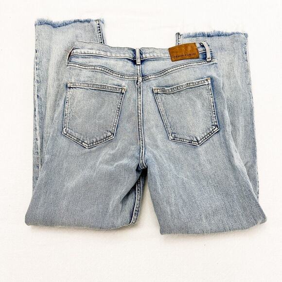 Denim Forum The Arlo High Rise Straight Denim Jeans Acid Wash Raw Hem Size 27 - Picture 8 of 9